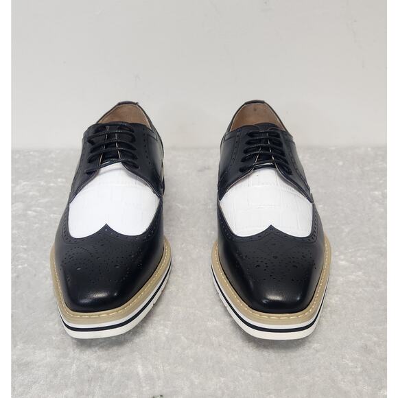 NWT STACY ADAMS Beaumont Mens Black & White Wingtip Oxford Shoes-Size 8.5M main image 11